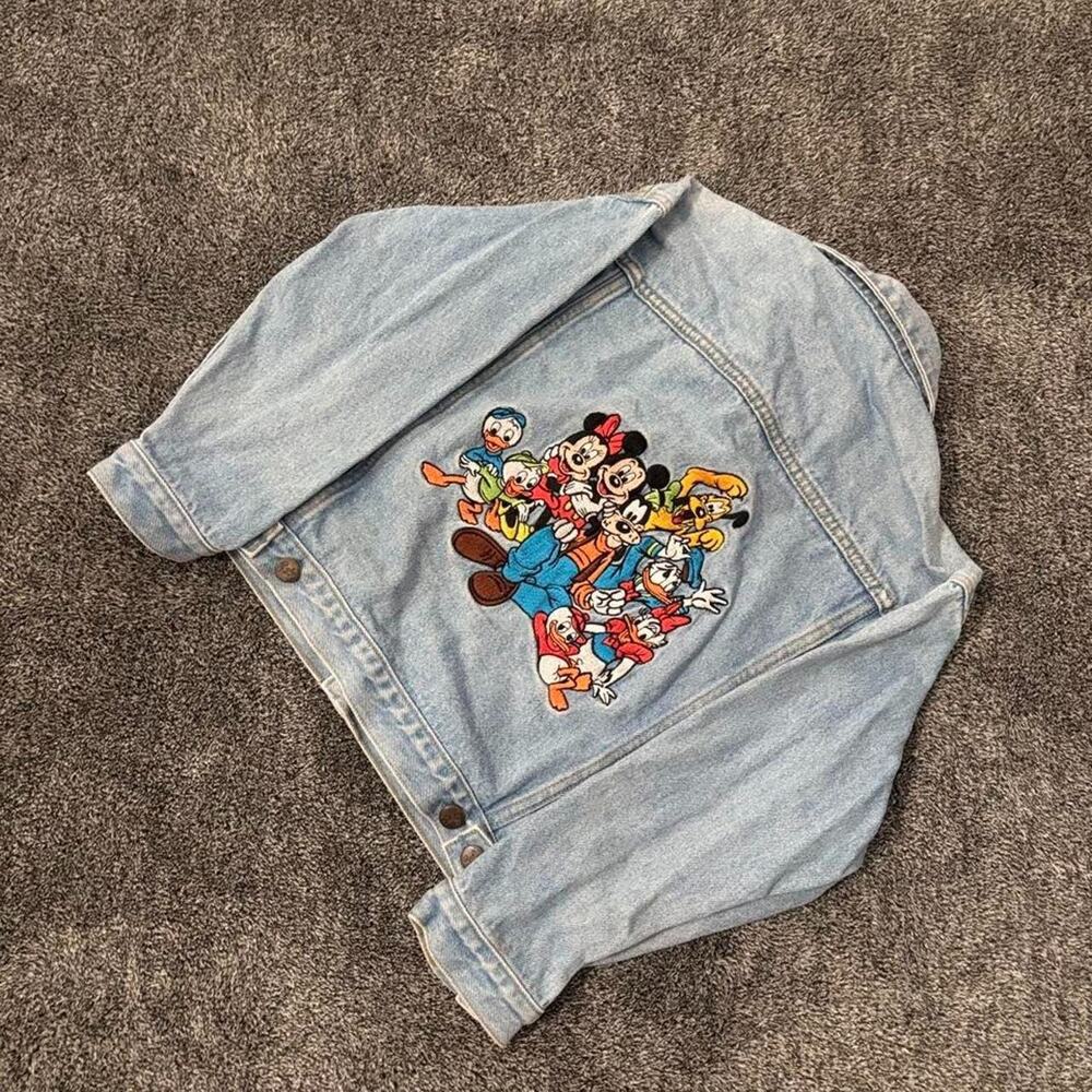 Disney Store Blue Jean Denim Jacket Youth Character Mickey Minnie Size Small